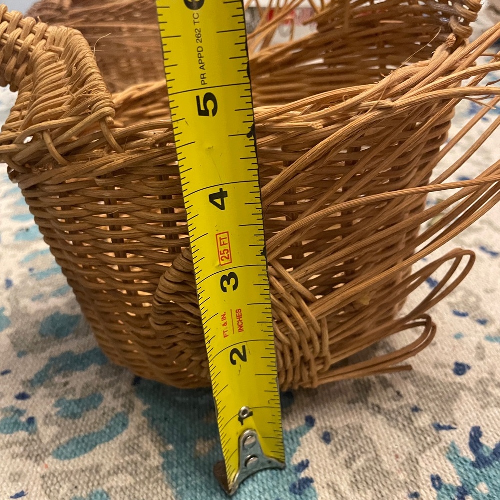 2 Vintage Wicker Duck Bird Shaped Basket Planters Beak Boho Rattan - Picture 9 of 12